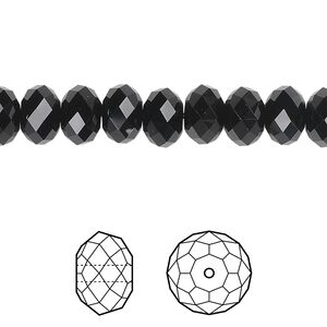 Bead 144pk jet, Crystal Passions® 8x6mm rondelle 5040