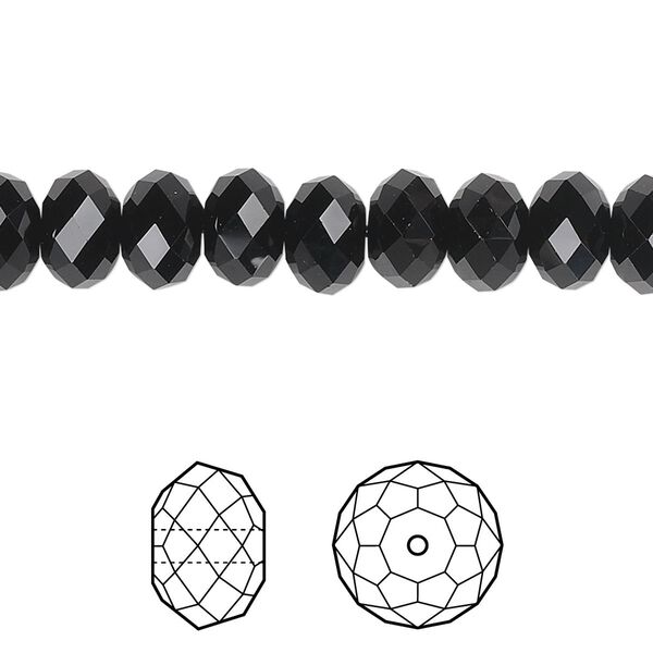 Bead 144pk jet, Crystal Passions® 8x6mm rondelle 5040 image number 0