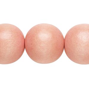 Bead, Taiwanese cheesewood (dyed / waxed), light orange, 19-20mm round. Sold per 15-1/2" to 16" strand.