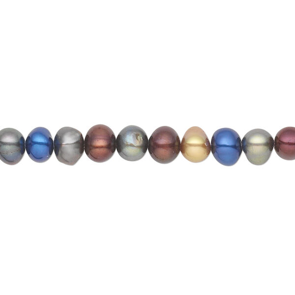 Pearl, cultured freshwater (dyed), jewel tones, 4-5mm semi-round, C grade, Mohs hardness 2-1/2 to 4. Sold per 16-inch strand. image number 0