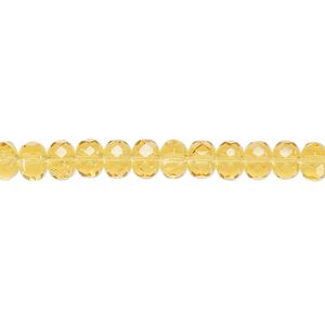 Bead, Czech fire-polished glass, honey, 5x4mm faceted rondelle. Sold per 15-1/2" to 16" strand.