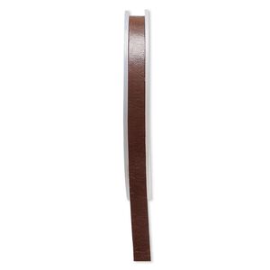 Cord, leather, brown, 8mm flat. Sold per 5-yard spool.