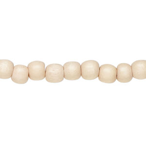 Bead 1pkg1, Taiwanese cheesewood (dyed / waxed), tan, 5-6mm round, 15-1/2 to 16 inches.