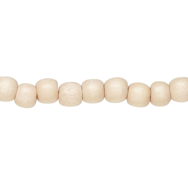 Bead 1pkg1, Taiwanese cheesewood (dyed / waxed), tan, 5-6mm round, 15-1/2 to 16 inches. image number 0