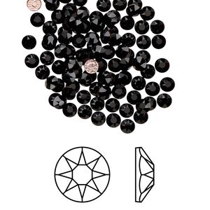 Flat back 1440pk jet foil back, Swarovski® hotfix 3-3.2mm rose round SS12 2078HF