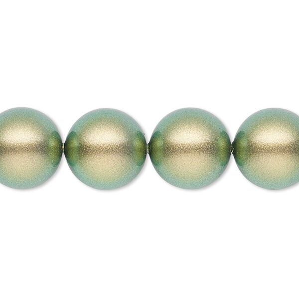 Pearl 10pk iridescent green, Crystal Passions® 12mm round 5810 image number 0
