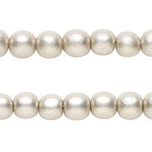 Taiwanese cheesewood 1pkg2, hand-cut painted round bead 15.5-16 inch metallic platinum 8mm