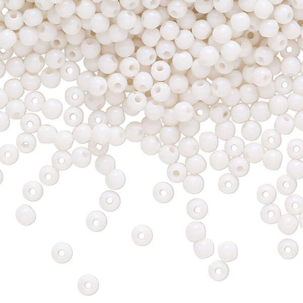 Bead, acrylic, matte white, 3mm round. Sold per hank, approximately 7025 beads. image number 0