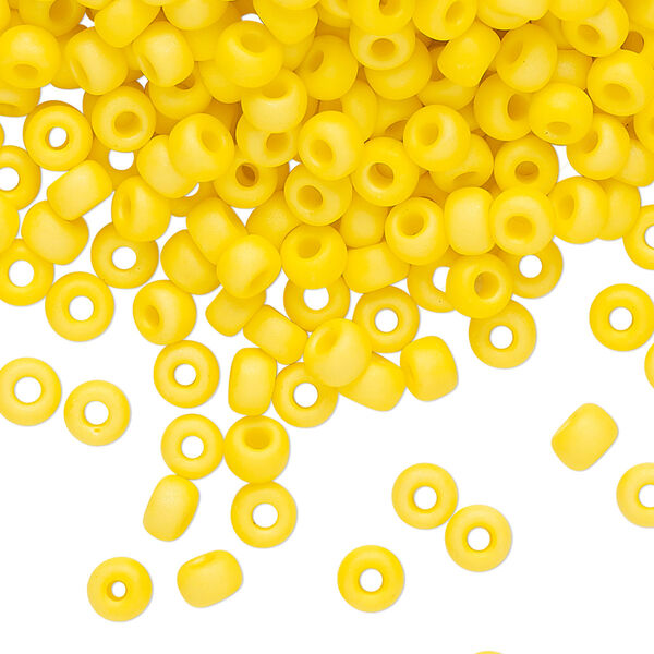 Seed bead, Miyuki, glass, pkg/250g, #6 rocaille, opaque matte rainbow canary, (RR-404D/FR). image number 0