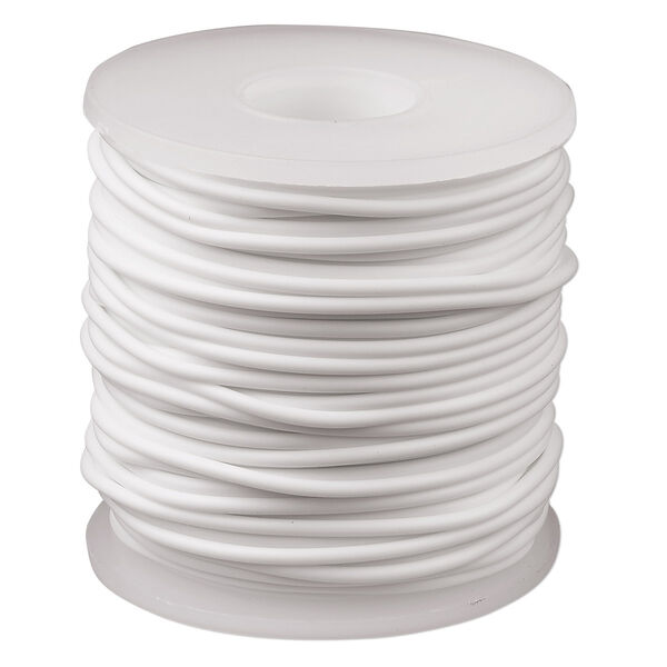Cord, synthetic rubber, white, 2mm round. Sold per pkg of 25 meters (82 feet). image number 0