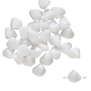 Bead, vintage German glass, white, 7x6mm arrow. Sold per pkg of 30.