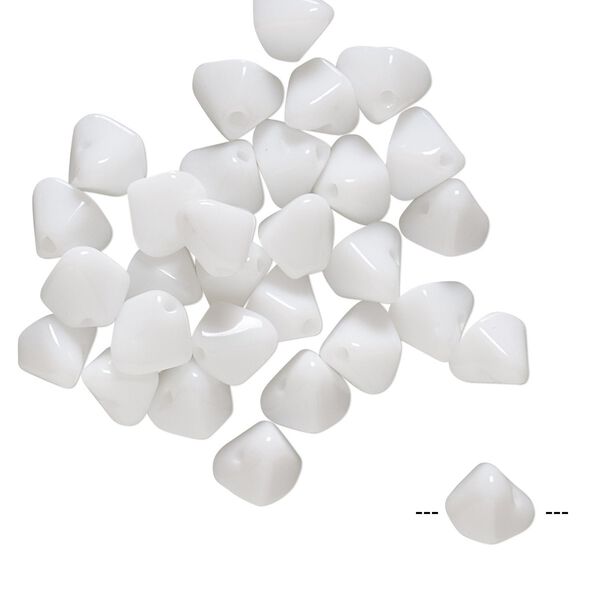 Bead, vintage German glass, white, 7x6mm arrow. Sold per pkg of 30. image number 0