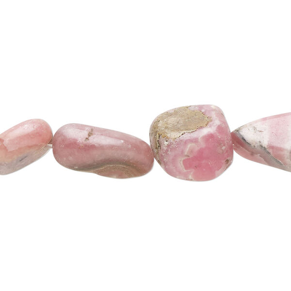 Bead, rhodochrosite (natural), small flat nugget, Mohs hardness 3-1/2 to 4-1/2. Sold per 15" to 16" strand. image number 0