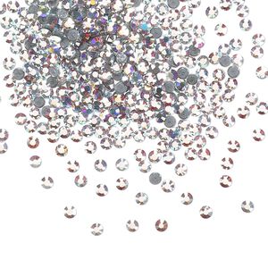 Flat back, Dance With Me™ crystal hotfix rhinestone, crystal AB, foil back, 1.9-2.1mm rose, SS6. Sold per pkg of 144 (1 gross).