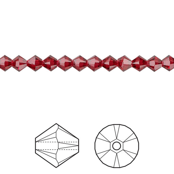 Bead 48pk scarlet, Crystal Passions® 4mm bicone 5328 image number 0