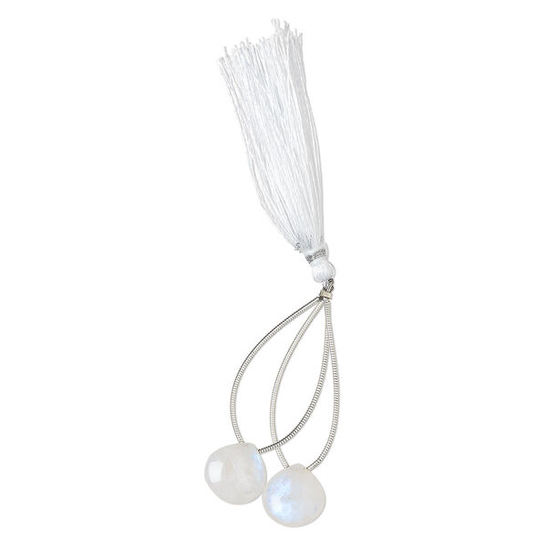 Bead, rainbow moonstone (natural), 14x14mm hand-cut top-drilled puffed teardrop, B grade, Mohs hardness 6 to 6-1/2. Sold per pkg of 2. image number 1