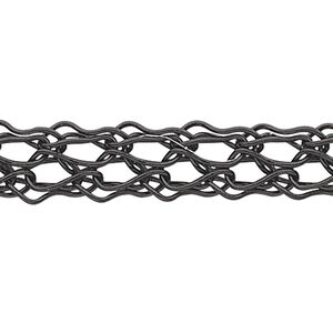 Wire, enamel and copper, black, 2.5mm flat knit. Sold per 25-foot spool.