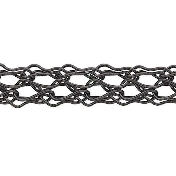 Wire, enamel and copper, black, 2.5mm flat knit. Sold per 25-foot spool. image number 0