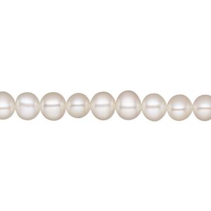 Pearl, White Lotus™, cultured freshwater (bleached), white, 5-5.5mm semi-round, A- grade, Mohs hardness 2-1/2 to 4. Sold per 15-1/2" to 16" strand.