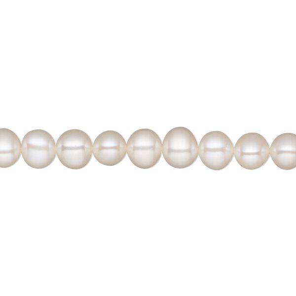 Pearl, White Lotus™, cultured freshwater (bleached), white, 5-5.5mm semi-round, A- grade, Mohs hardness 2-1/2 to 4. Sold per 15-1/2" to 16" strand. image number 0