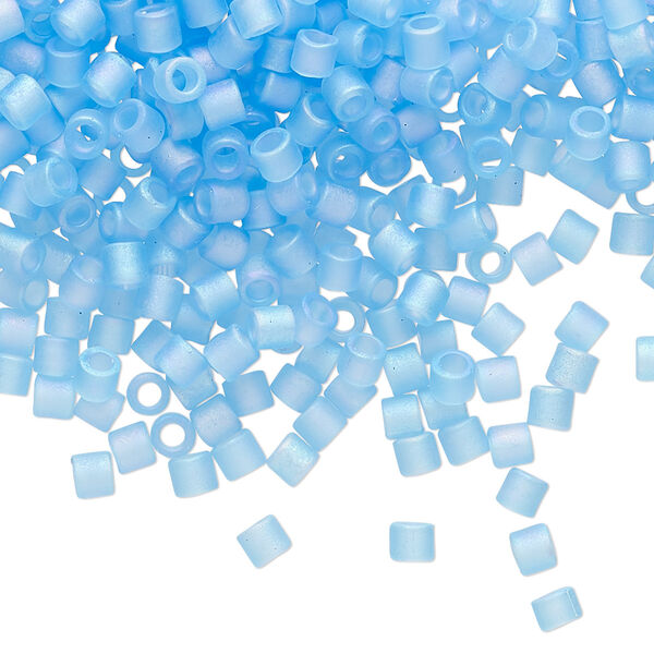 Seed bead, Delica®, glass, pkg/7.5g, #8 round, translucent matte rainbow aqua (DBL-0861). image number 0