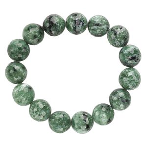 Ruby in zoisite 1pkg1, faceted round stretch bracelet natural 7 inch 13-14mm
