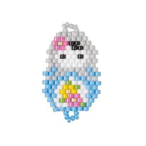 Link, Creative Touch, glass, grey / white / blue, 24x18mm double-sided doll. Sold individually.