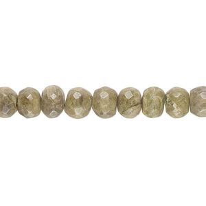 Epidote 1pkg1, hand-cut faceted rondelle bead natural 14 inch 6x5mm-8x6mm