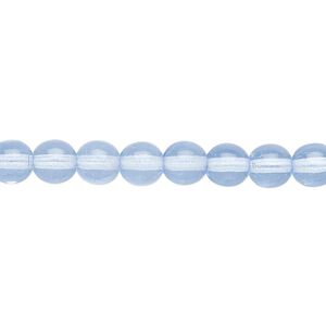 Bead, Czech glass druk, transparent sapphire blue, 6mm round. Sold per 15-1/2" to 16" strand.