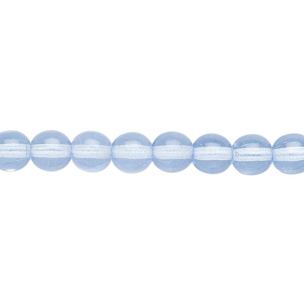 Bead, Czech glass druk, transparent sapphire blue, 6mm round. Sold per 15-1/2" to 16" strand. image number 0