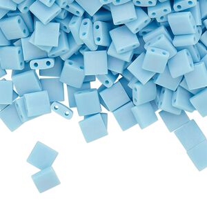 Seed bead, TILA®, glass, pkg/40g, 5mm full tila square, opaque matte rainbow robin's egg blue (TL-413FR).
