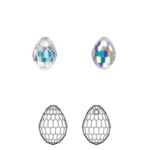 Drop 144pk crystal AB, Swarovski® 10x7mm pendant teardrop 6002