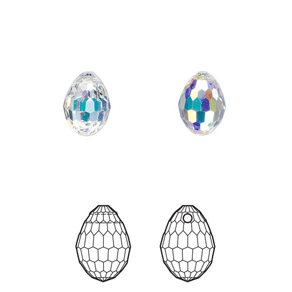 Drop 144pk crystal AB, Swarovski® 10x7mm pendant teardrop 6002 image number 0