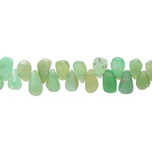 Chrysoprase 1pkg1, hand-cut top-drilled puffed teardrop bead natural 7.5 inch 5x3mm-7x4mm