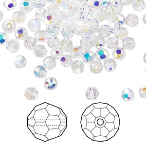 Bead 720pk crystal AB, Crystal Passions® 4mm round 5000