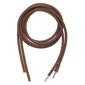 Necklace cord, silicone and stainless steel, brown, 3mm wide, 20 inches with hidden clasp. Sold per pkg of 2.