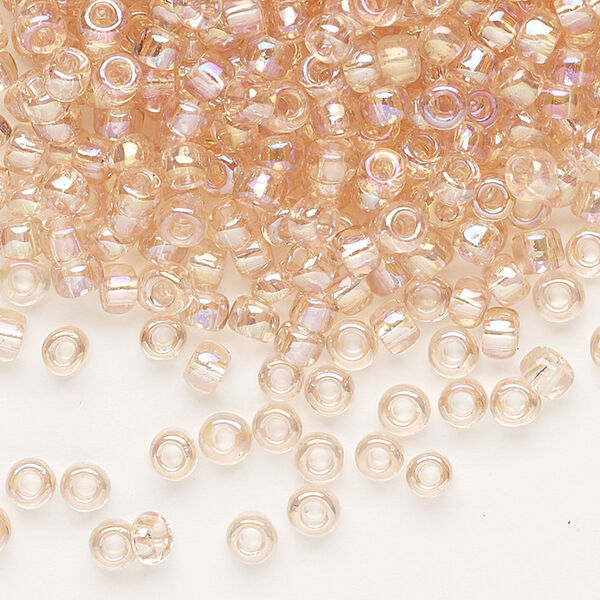 Seed bead, Dyna-Mites™, glass, transparent rainbow cream soda, #6 round. Sold per 40-gram pkg. image number 0