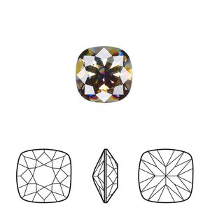 Fancy stone 1pk crystal peacock eye, Crystal Passions® 12mm cushion 4470