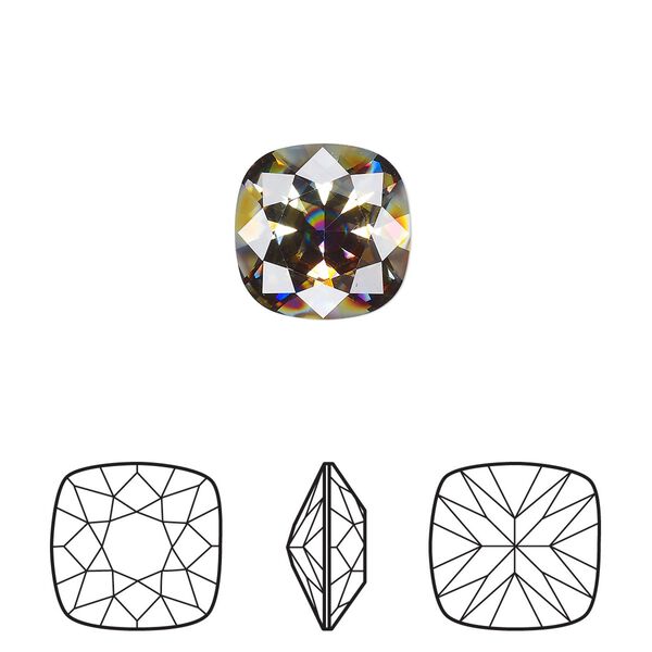 Fancy stone 1pk crystal peacock eye, Crystal Passions® 12mm cushion 4470 image number 0
