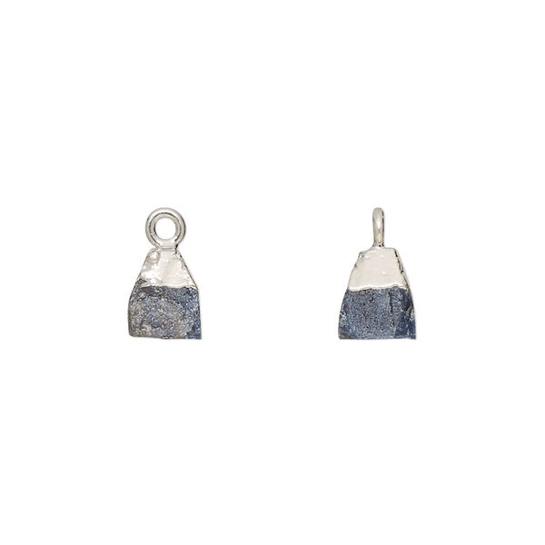Drop, electro-coated blue sapphire (heated) and sterling silver, 8x5mm-9x7mm hand-cut nugget, Mohs hardness 9. Sold individually. image number 0