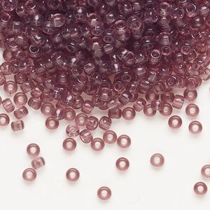 Seed bead, Miyuki, glass, pkg/250g, #8 rocaille, transparent smoky amethyst (RR-142).