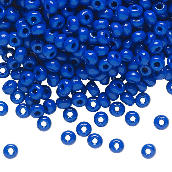 Seed bead, Preciosa Ornela Czech glass, pkg/50g, #6 rocaille, opaque blue, (33050). image number 0
