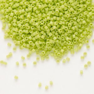 Seed bead, Delica®, glass, pkg/7.5g, #11 round, opaque chartreuse (DB-0733).