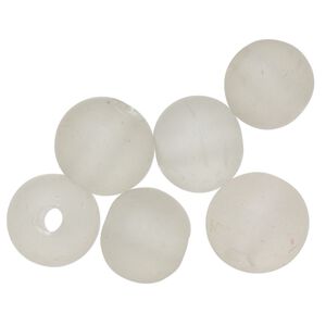 Bead, glass, translucent matte clear, 26-32mm round. Sold per pkg of 6.