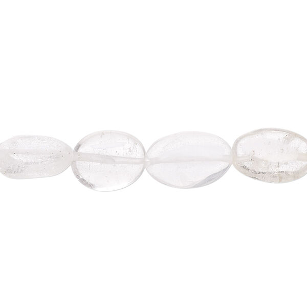 Bead, quartz crystal (natural), 10x8mm-15x9mm hand-cut puffed oval, C grade, Mohs hardness 7. Sold per 13-inch strand. image number 0