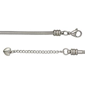 Chain 1pkg1 snake, 3.1mm / lobster claw clasp / fits 4-6mm hole, Dione® stainless steel 18 inch
