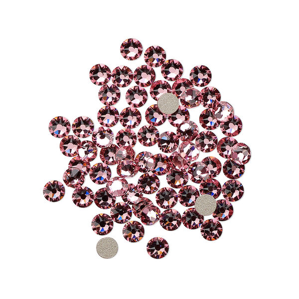 Flat back 144pk light rose foil back, Crystal Passions® 3-3.2mm rose round SS12 2088 image number 0