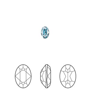 Fancy stone 4pk aquamarine foil back, Crystal Passions® 6x4mm oval 4120