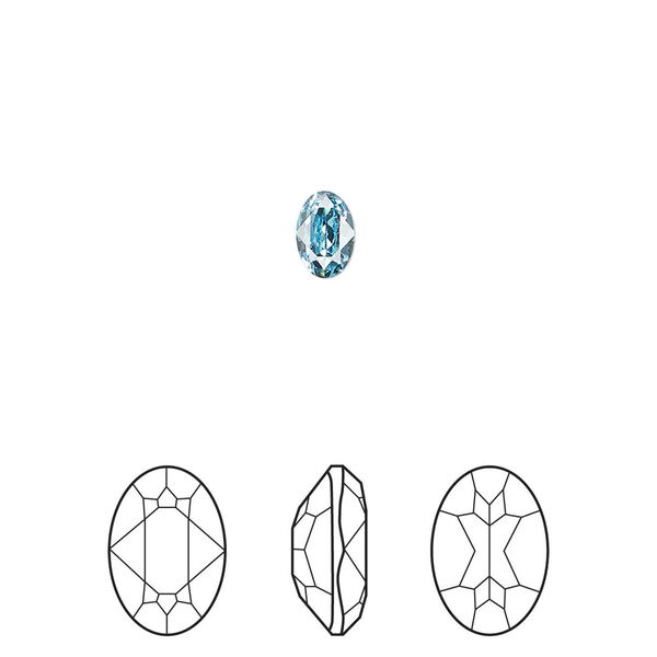Fancy stone 4pk aquamarine foil back, Crystal Passions® 6x4mm oval 4120 image number 0