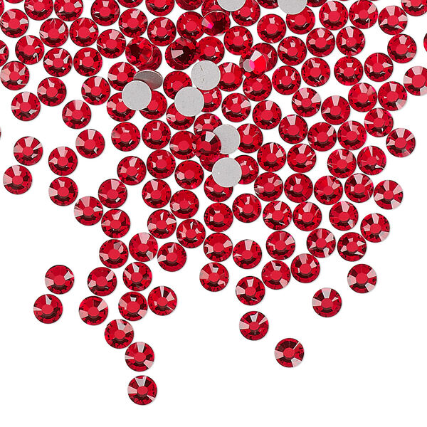 Flat back, Dance With Me™ crystal rhinestone, light Siam, foil back, 3-3.2mm rose, SS12. Sold per pkg of 144 (1 gross). image number 0